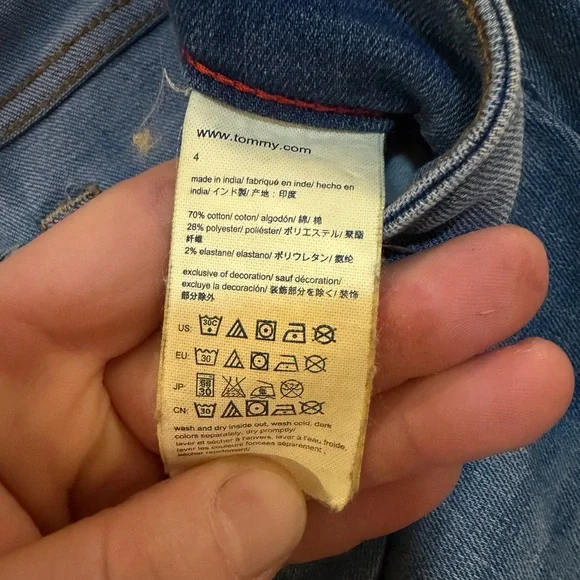 Tommy Hilfiger Women's Blue Skinny Jeans with Knee Rips - Picture 4 of 4